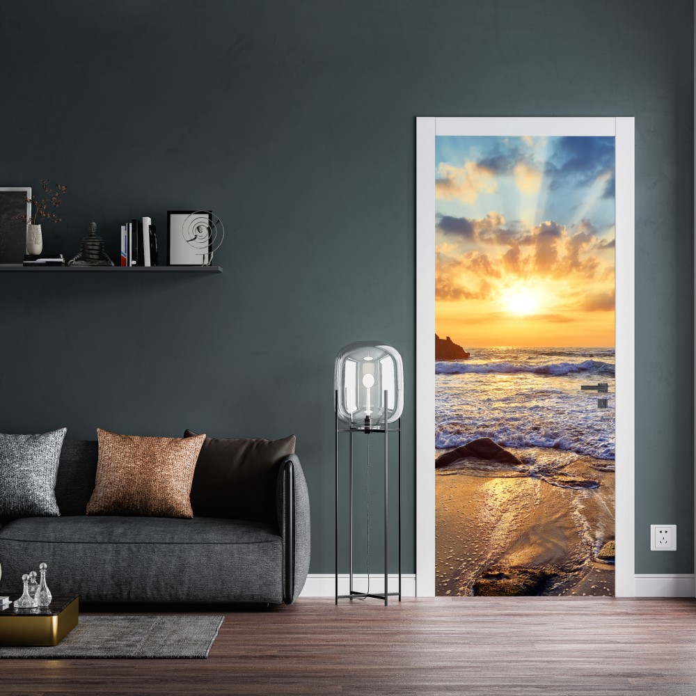 Türaufkleber sonnenuntergang an der felsigen küste – Wallnifity® Türaufkleber sonnenuntergang an der felsigen küste – Wallnifity®