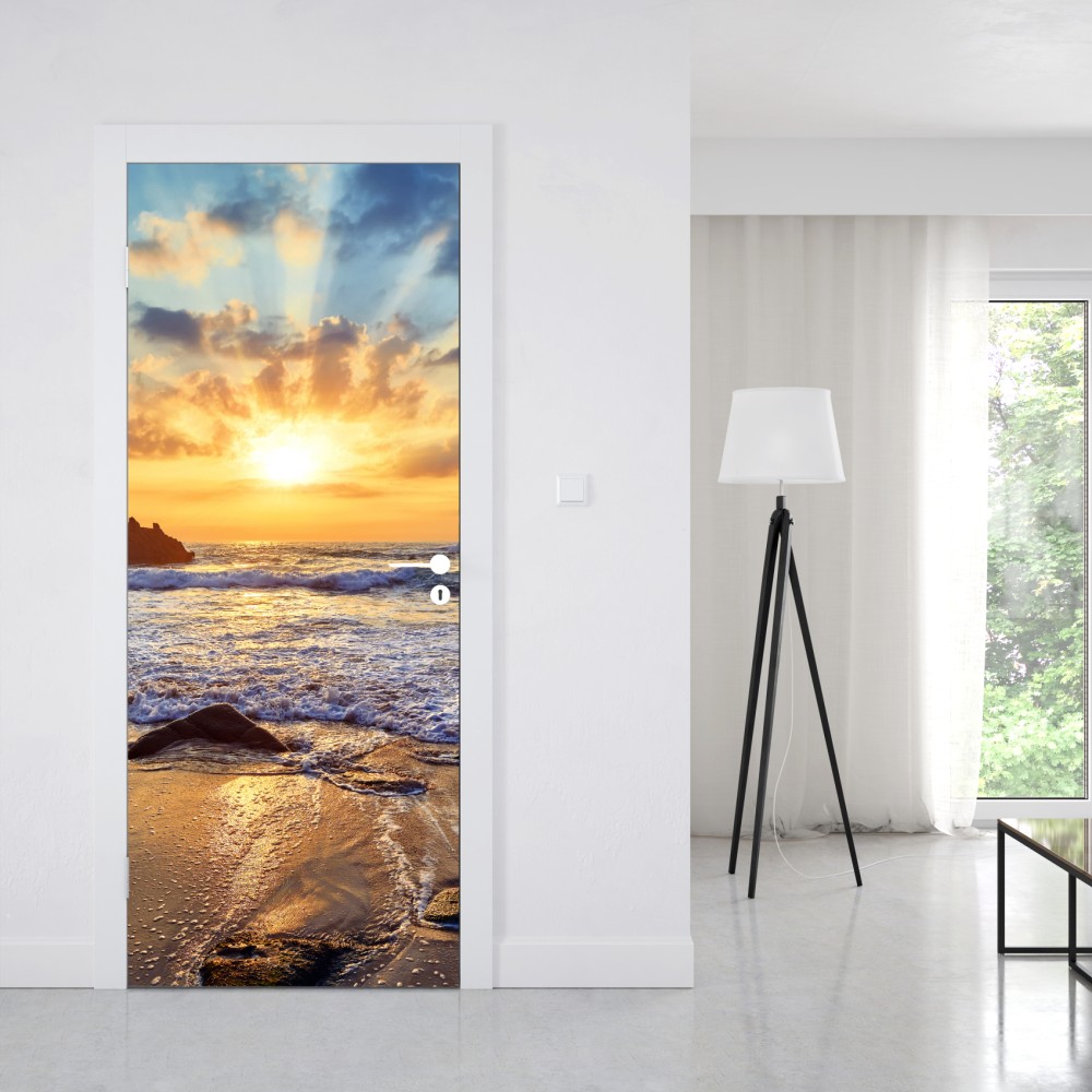 Türaufkleber sonnenuntergang an der felsigen küste – Wallnifity® Türaufkleber sonnenuntergang an der felsigen küste – Wallnifity®
