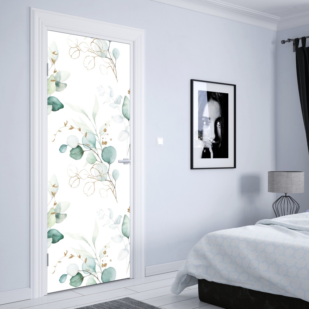 Türaufkleber eukalyptus aquarell muster in grüntönen – Wallnifity® Türaufkleber eukalyptus aquarell muster in grüntönen – Wallnifity®