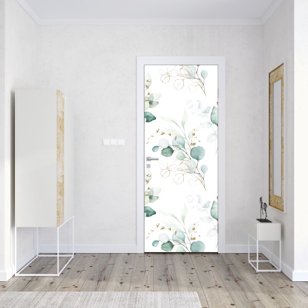 Türaufkleber eukalyptus aquarell muster in grüntönen – Wallnifity® Türaufkleber eukalyptus aquarell muster in grüntönen – Wallnifity®