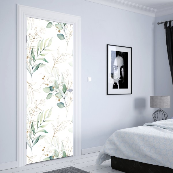 Türaufkleber sanftes eukalyptus aquarellmuster – Wallnifity® Türaufkleber sanftes eukalyptus aquarellmuster – Wallnifity®