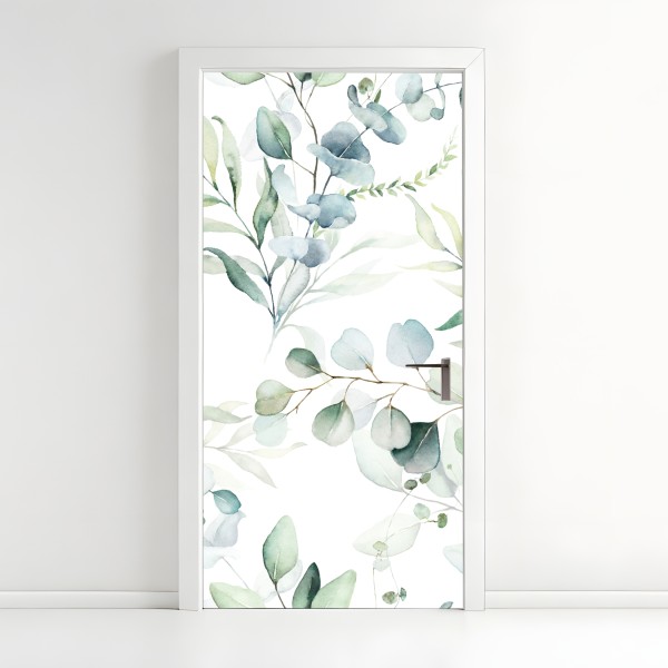 Türaufkleber aquarell eukalyptus blättermuster – Wallnifity® Türaufkleber aquarell eukalyptus blättermuster – Wallnifity®