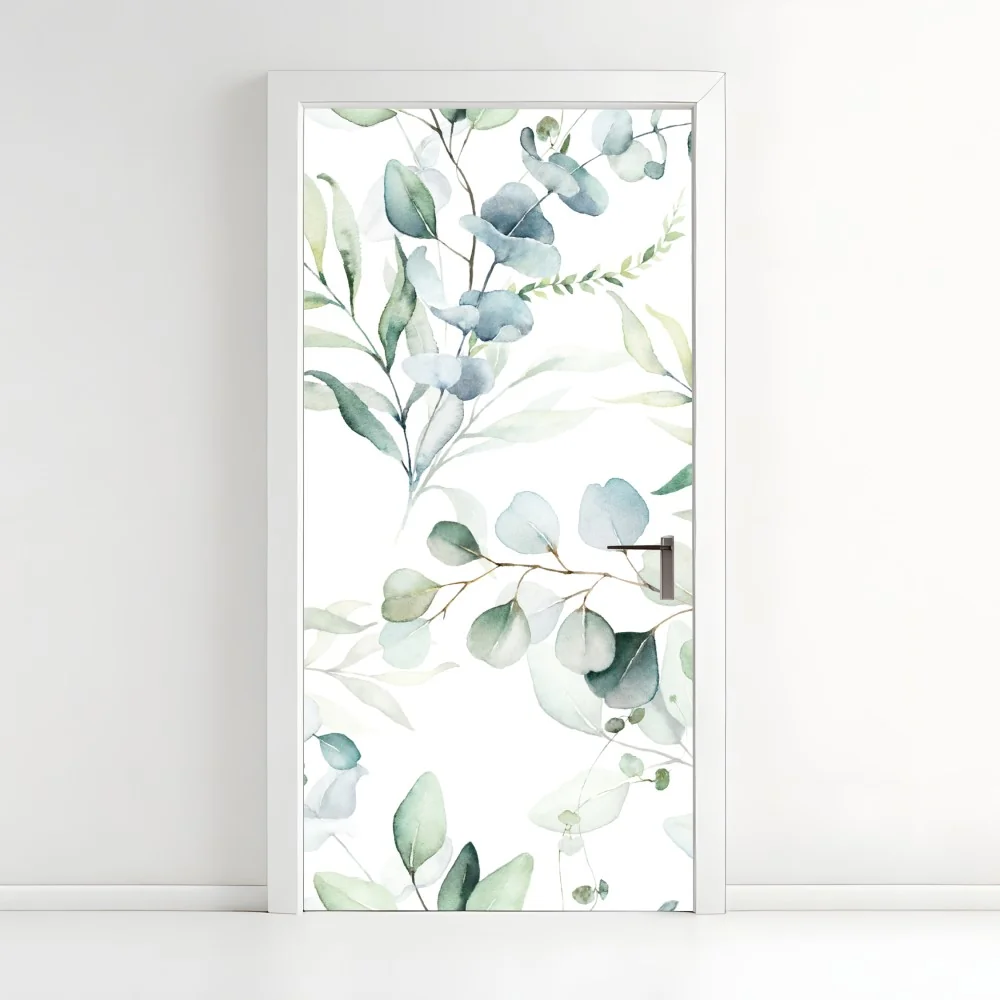 Türaufkleber aquarell eukalyptus blättermuster – Wallnifity® Türaufkleber aquarell eukalyptus blättermuster – Wallnifity®