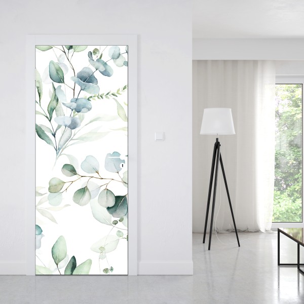Türaufkleber aquarell eukalyptus blättermuster – Wallnifity® Türaufkleber aquarell eukalyptus blättermuster – Wallnifity®