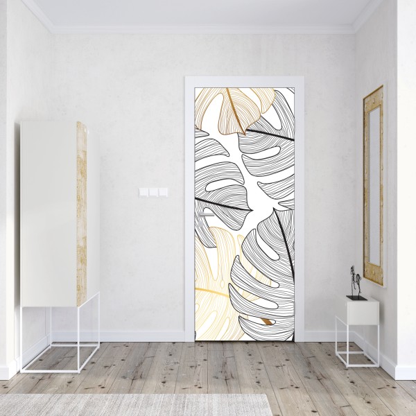 Türaufkleber monstera-blattmuster mit goldakzenten – Wallnifity® Türaufkleber monstera-blattmuster mit goldakzenten – Wallnifity®
