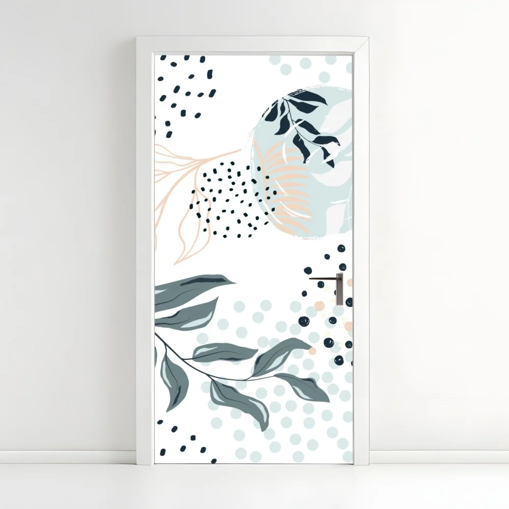 Türaufkleber pastellfarbenes botanisches abstraktes muster – Wallnifity® Türaufkleber pastellfarbenes botanisches abstraktes muster – Wallnifity®