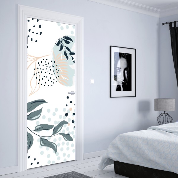 Türaufkleber pastellfarbenes botanisches abstraktes muster – Wallnifity® Türaufkleber pastellfarbenes botanisches abstraktes muster – Wallnifity®