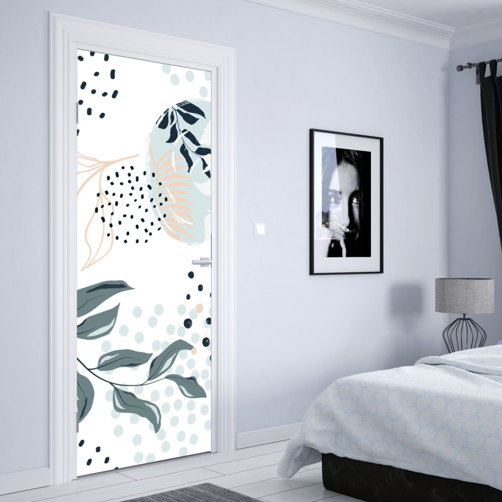 Türaufkleber pastellfarbenes botanisches abstraktes muster – Wallnifity® Türaufkleber pastellfarbenes botanisches abstraktes muster – Wallnifity®
