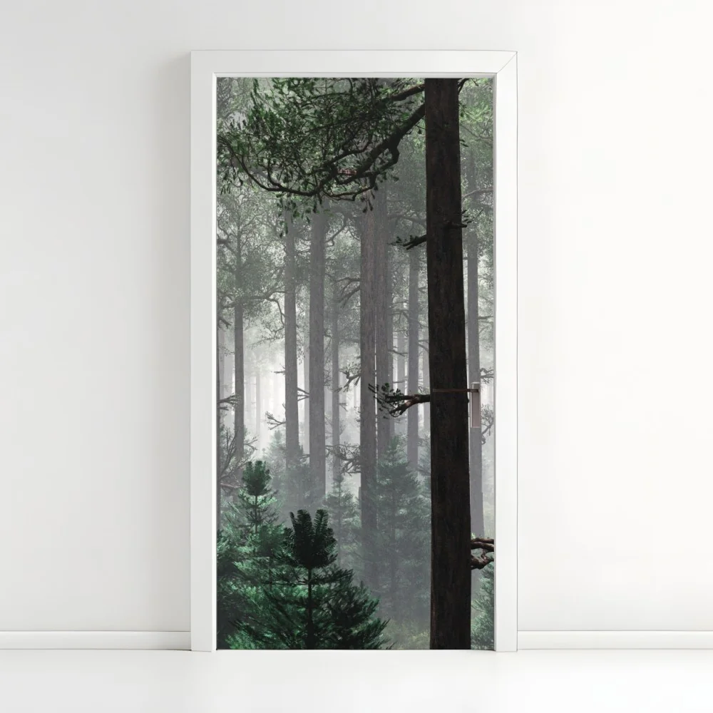 Türaufkleber nebliger immergrüner wald – Wallnifity®