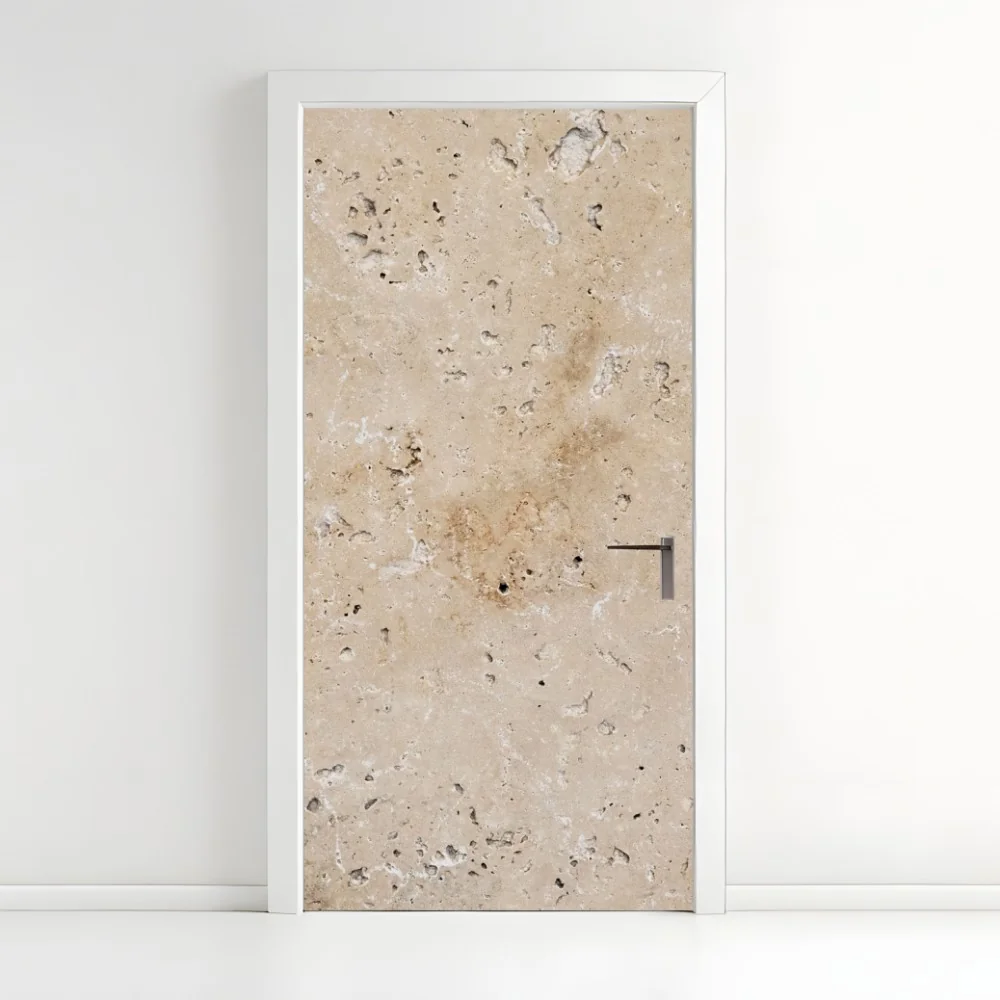 Türaufkleber beige travertin steinstruktur – Wallnifity®