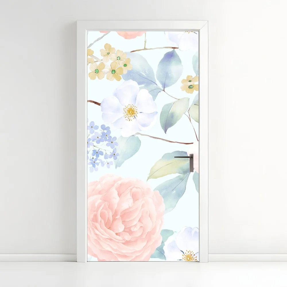 Türaufkleber zarte pastellblumen in aquarell – Wallnifity® Türaufkleber zarte pastellblumen in aquarell – Wallnifity®
