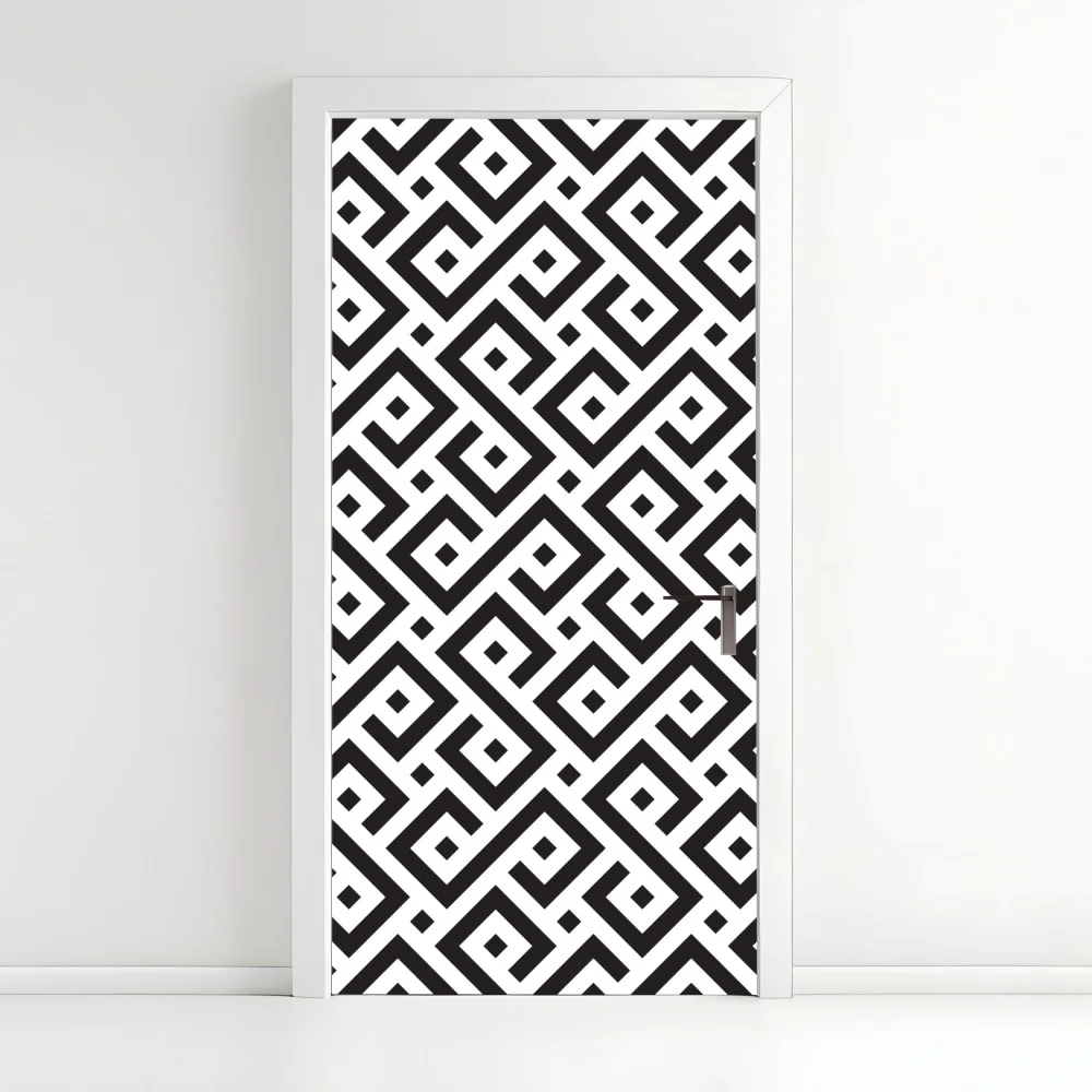 Türaufkleber zeitloses schwarz-weiß geometrisches muster – Wallnifity® Türaufkleber zeitloses schwarz-weiß geometrisches muster – Wallnifity®