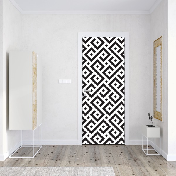 Türaufkleber zeitloses schwarz-weiß geometrisches muster – Wallnifity® Türaufkleber zeitloses schwarz-weiß geometrisches muster – Wallnifity®