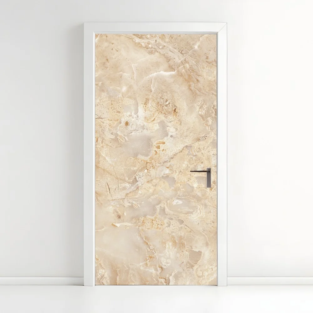 Türaufkleber beige marmortextur mit natürlichen aderungen – Wallnifity®