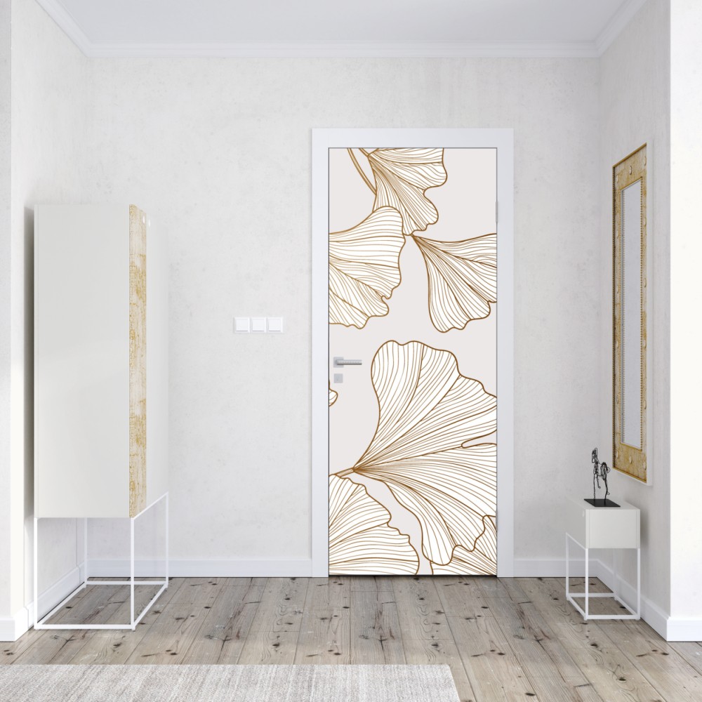 Türaufkleber feines goldenes ginkgo-blätter muster – Wallnifity® Türaufkleber feines goldenes ginkgo-blätter muster – Wallnifity®