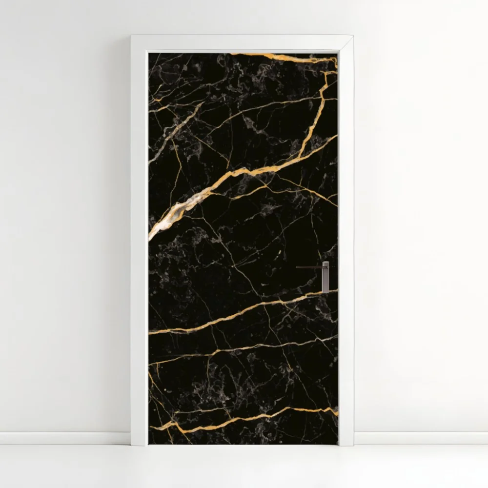 Türaufkleber schwarzer marmor mit goldenen adern – Wallnifity® Türaufkleber schwarzer marmor mit goldenen adern – Wallnifity®