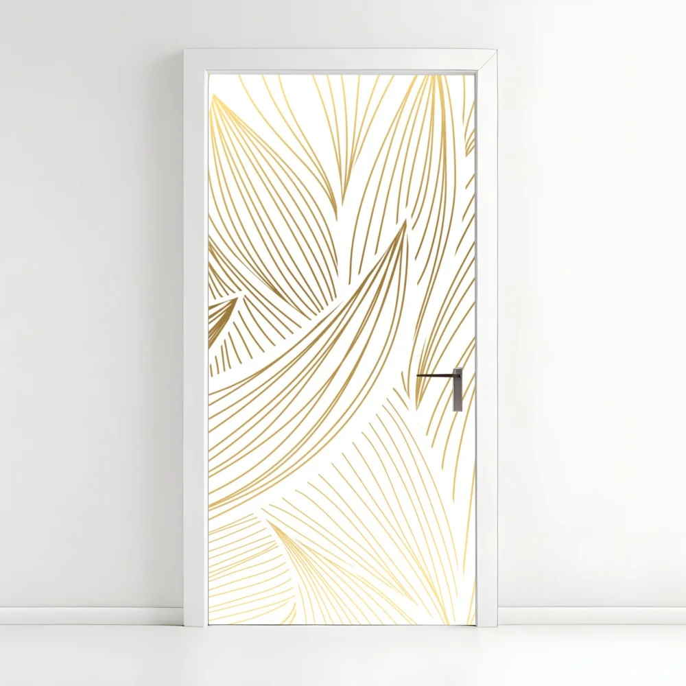 Türaufkleber goldene blattlinien – Wallnifity®