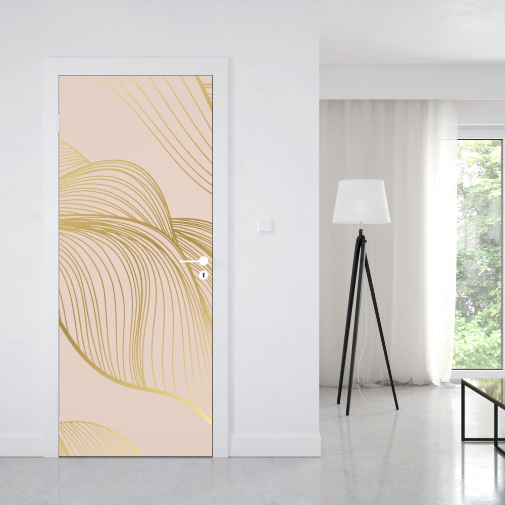 Türaufkleber abstraktes muster goldener wellen – Wallnifity® Türaufkleber abstraktes muster goldener wellen – Wallnifity®