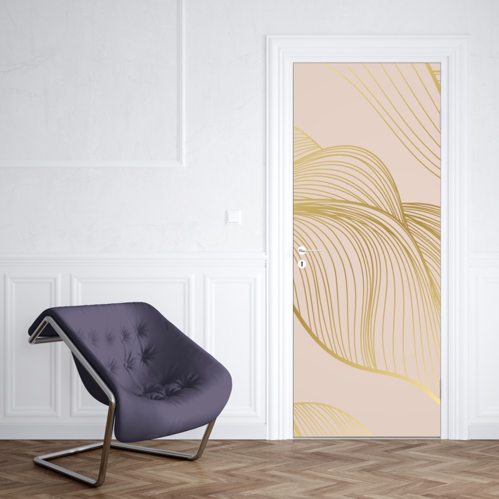 Türaufkleber abstraktes muster goldener wellen – Wallnifity® Türaufkleber abstraktes muster goldener wellen – Wallnifity®