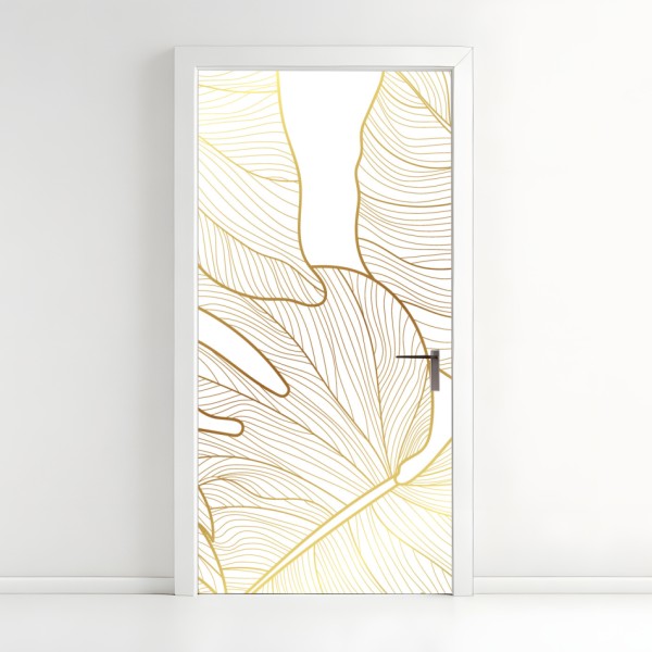 Türaufkleber goldene magnolie auf türkisfarbenem hintergrund – Wallnifity®
