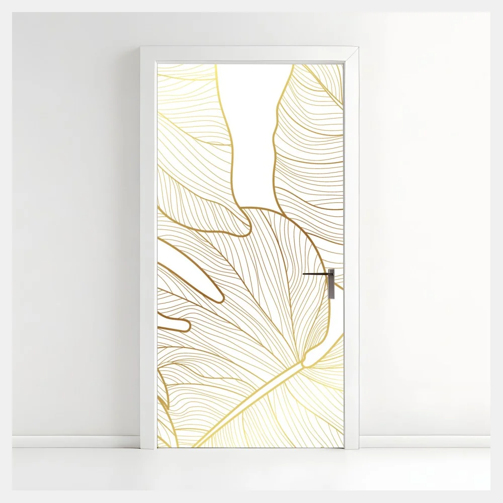 Türaufkleber goldene botanische blattzeichnung – Wallnifity® Türaufkleber goldene botanische blattzeichnung – Wallnifity®