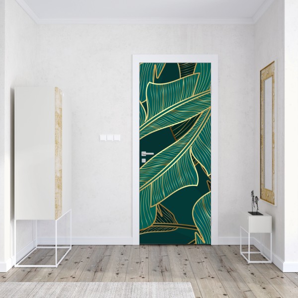Türaufkleber goldene tropische bananenblätter – Wallnifity® Türaufkleber goldene tropische bananenblätter – Wallnifity®