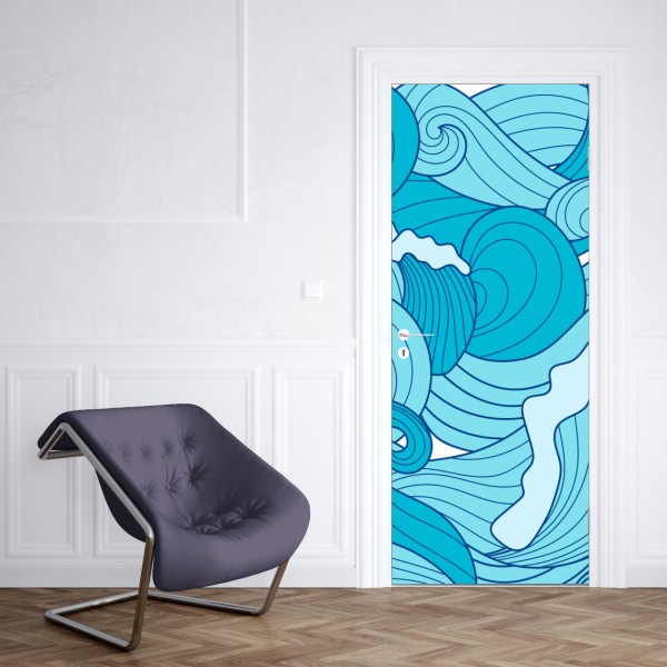 Türaufkleber blaue ozeanwellen illustration – Wallnifity® Türaufkleber blaue ozeanwellen illustration – Wallnifity®