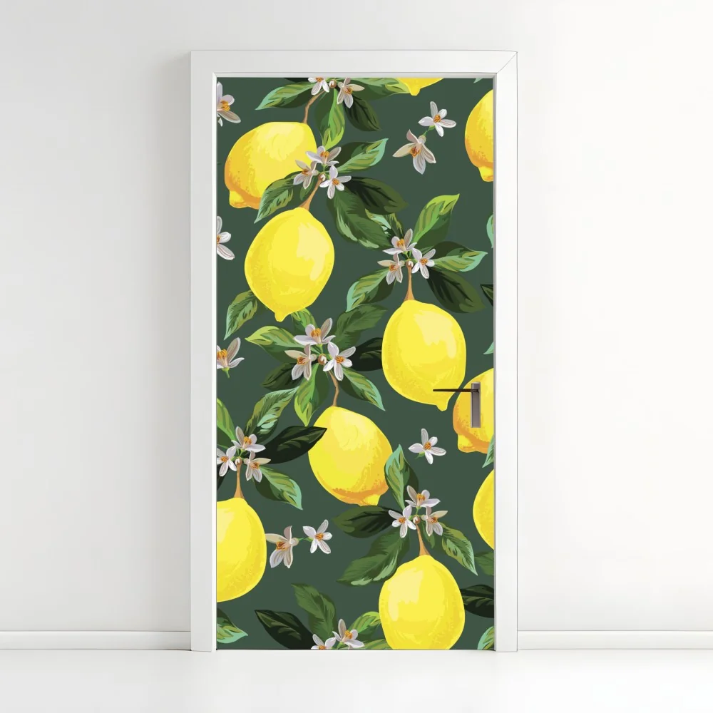 Türaufkleber botanisches zitronenmuster – Wallnifity®