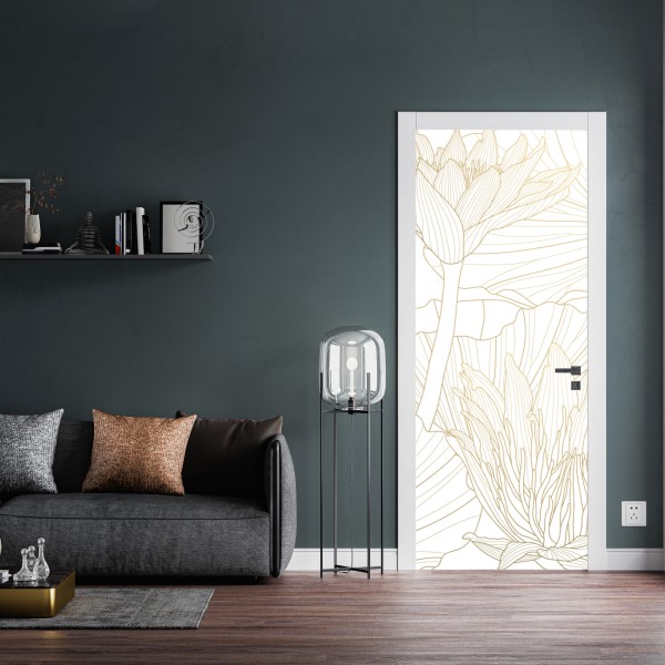 Türaufkleber abstraktes muster goldener wellen – Wallnifity®