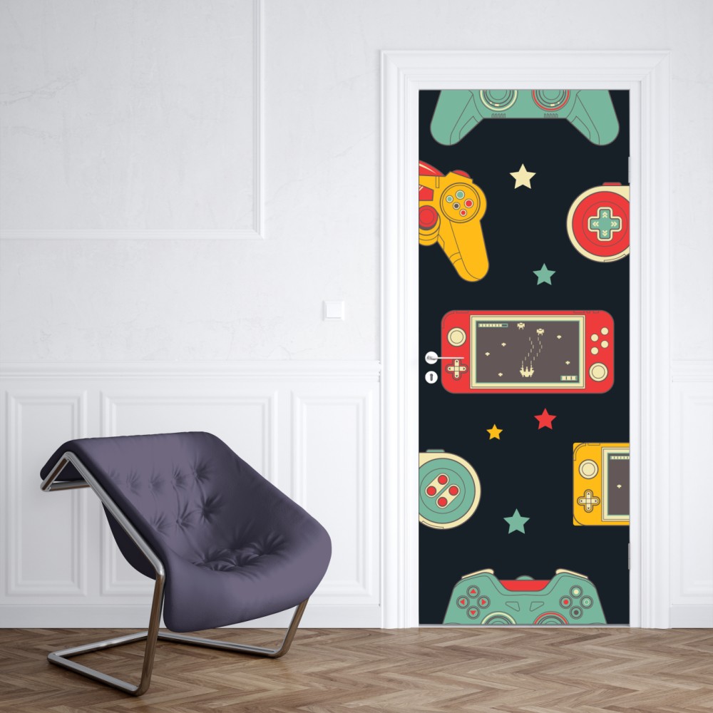 Türaufkleber retro gamecontroller muster – Wallnifity® Türaufkleber retro gamecontroller muster – Wallnifity®