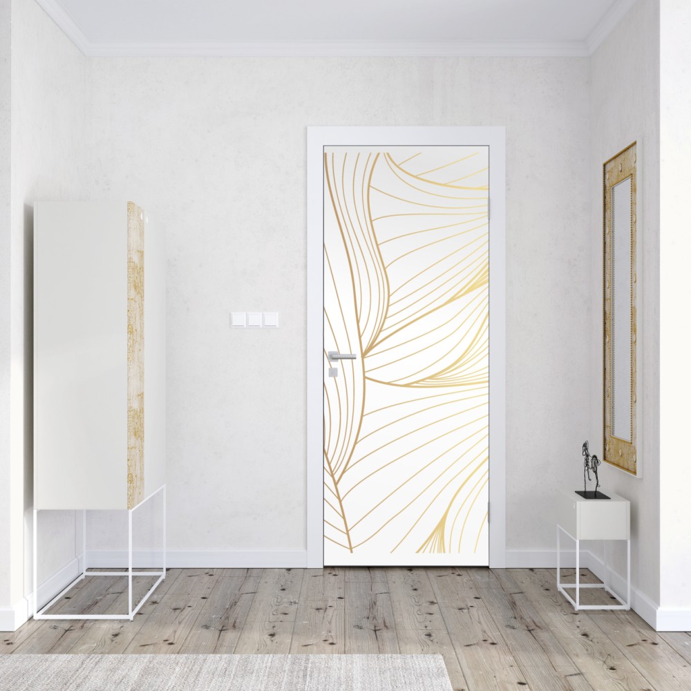 Türaufkleber goldene fließende linien abstraktes design – Wallnifity® Türaufkleber goldene fließende linien abstraktes design – Wallnifity®