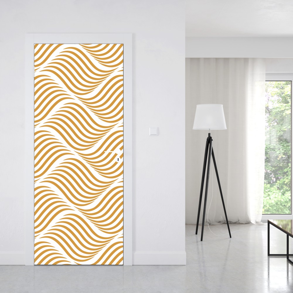Türaufkleber goldenes wellenmuster wanddeko – Wallnifity® Türaufkleber goldenes wellenmuster wanddeko – Wallnifity®