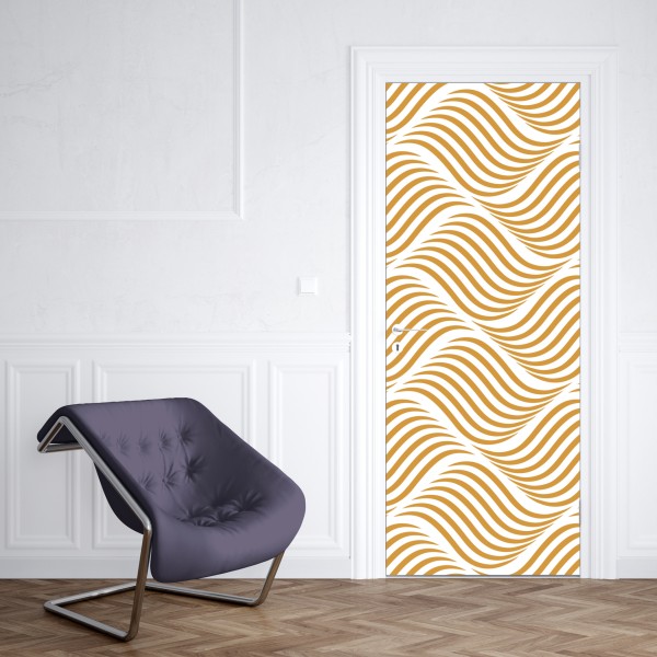 Türaufkleber goldenes wellenmuster wanddeko – Wallnifity® Türaufkleber goldenes wellenmuster wanddeko – Wallnifity®
