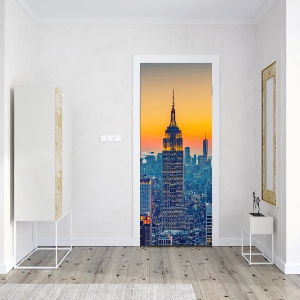 Türaufkleber aquarell eukalyptusblätter auf dunklem hintergrund – Wallnifity®