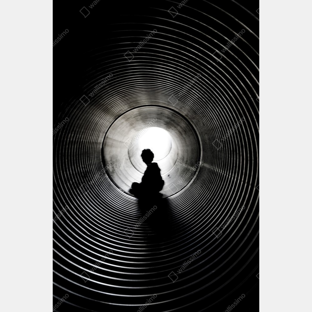 Tischaufkleber und Schreibtischaufkleber silhouette in einem spiraltunnel – Wallnifity® Tischaufkleber und Schreibtischaufkleber silhouette in einem spiraltunnel – Wallnifity®