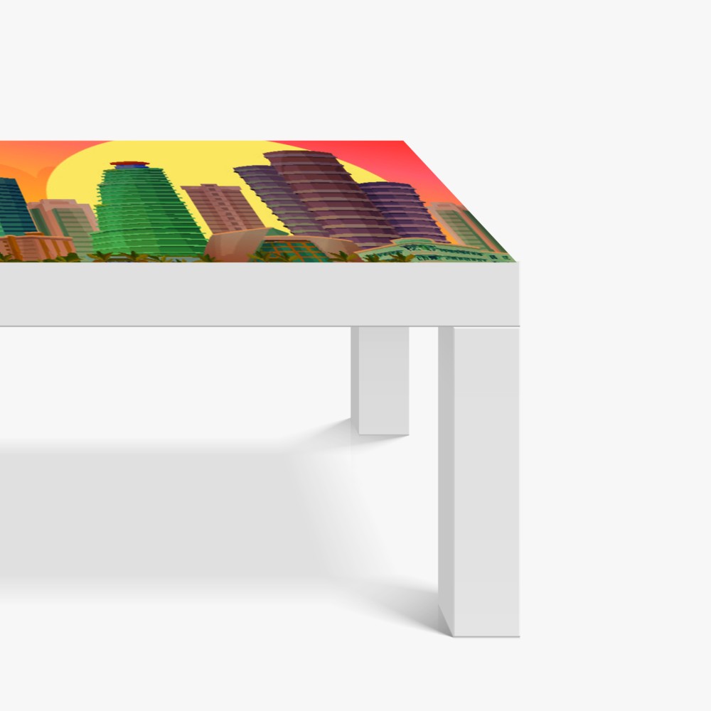 Tischaufkleber und Schreibtischaufkleber Miami sonnenuntergang skyline – Wallnifity® Tischaufkleber und Schreibtischaufkleber Miami sonnenuntergang skyline – Wallnifity®
