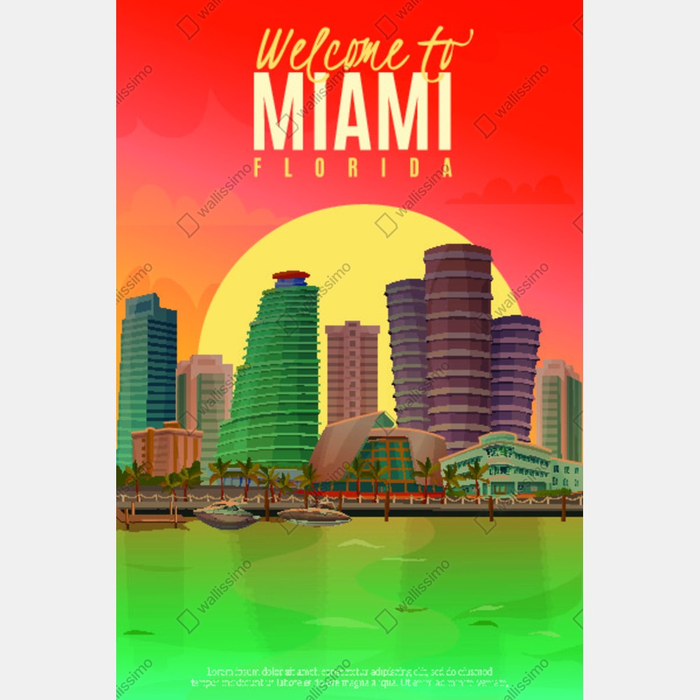 Tischaufkleber und Schreibtischaufkleber Miami sonnenuntergang skyline – Wallnifity® Tischaufkleber und Schreibtischaufkleber Miami sonnenuntergang skyline – Wallnifity®