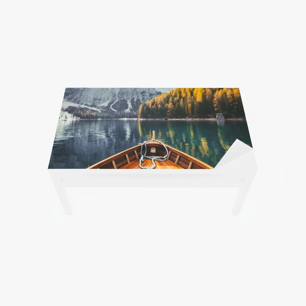Tischaufkleber und Schreibtischaufkleber sonnenaufgang am Lago di Braies – Wallnifity® Tischaufkleber und Schreibtischaufkleber sonnenaufgang am Lago di Braies – Wallnifity®