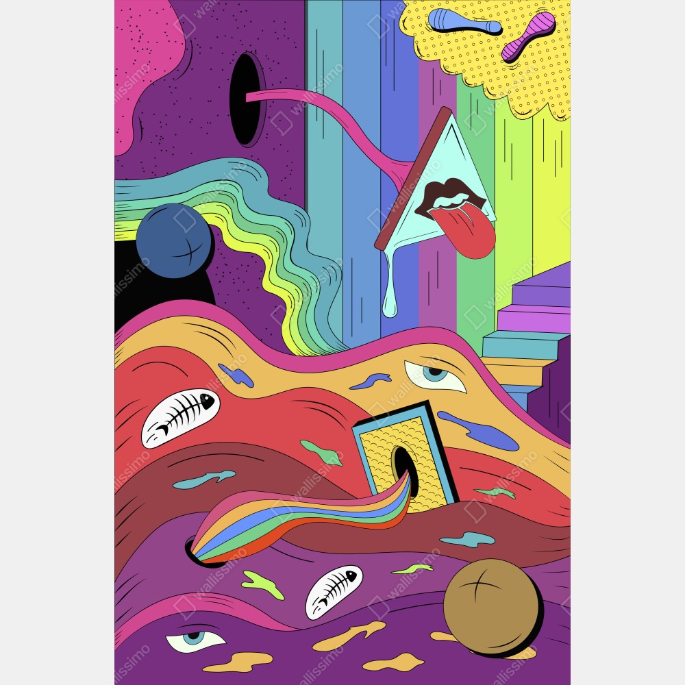 Tischaufkleber und Schreibtischaufkleber psychedelische pop-art traumlandschaft – Wallnifity® Tischaufkleber und Schreibtischaufkleber psychedelische pop-art traumlandschaft – Wallnifity®