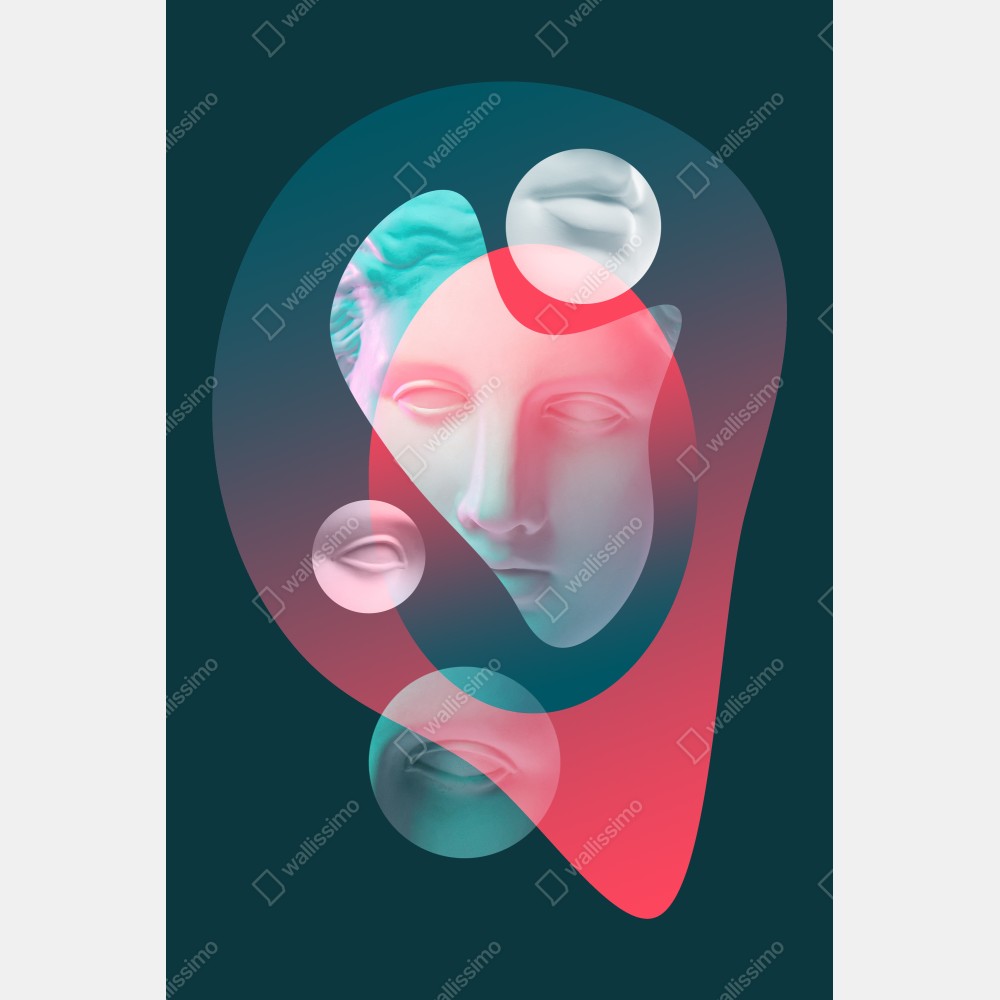 Tischaufkleber und Schreibtischaufkleber surreales klassisches gesicht im duoton – Wallnifity® Tischaufkleber und Schreibtischaufkleber surreales klassisches gesicht im duoton – Wallnifity®