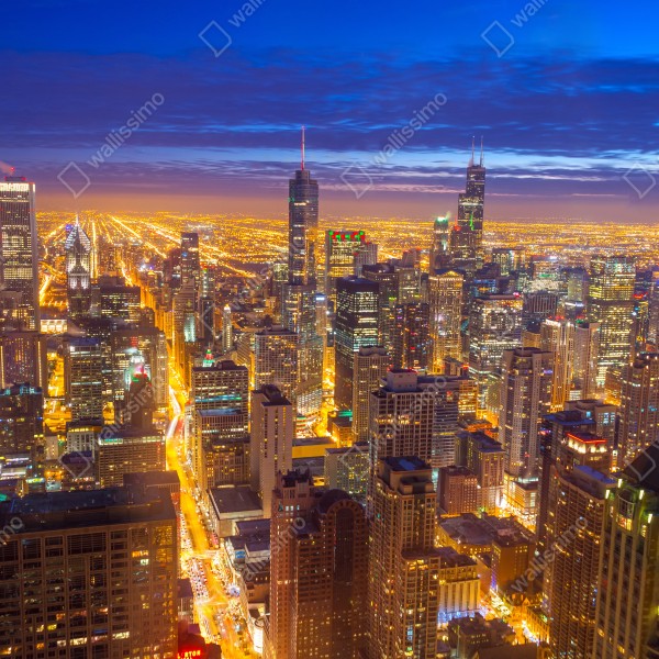 Tischaufkleber und Schreibtischaufkleber Chicago nächtliche skyline panorama – Wallnifity® Tischaufkleber und Schreibtischaufkleber Chicago nächtliche skyline panorama – Wallnifity®