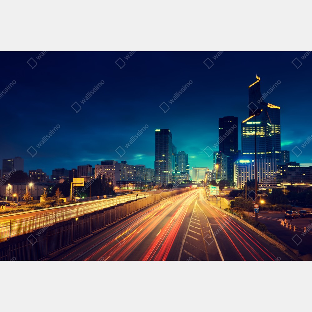 Tischaufkleber und Schreibtischaufkleber La Défense skyline bei dämmerung – Wallnifity® Tischaufkleber und Schreibtischaufkleber La Défense skyline bei dämmerung – Wallnifity®