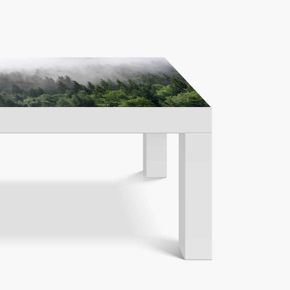 Tischaufkleber und Schreibtischaufkleber nebliger immergrüner wald panorama – Wallnifity® Tischaufkleber und Schreibtischaufkleber nebliger immergrüner wald panorama – Wallnifity®