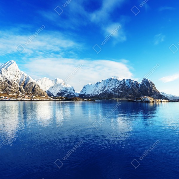 Tischaufkleber und Schreibtischaufkleber ruhige winterliche fjordlandschaft in Reine, Lofoten – Wallnifity® Tischaufkleber und Schreibtischaufkleber ruhige winterliche fjordlandschaft in Reine, Lofoten – Wallnifity®