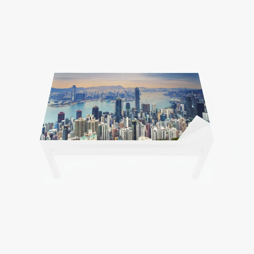 Tischaufkleber und Schreibtischaufkleber Hong Kong stadtpanorama bei dämmerung – Wallnifity® Tischaufkleber und Schreibtischaufkleber Hong Kong stadtpanorama bei dämmerung – Wallnifity®