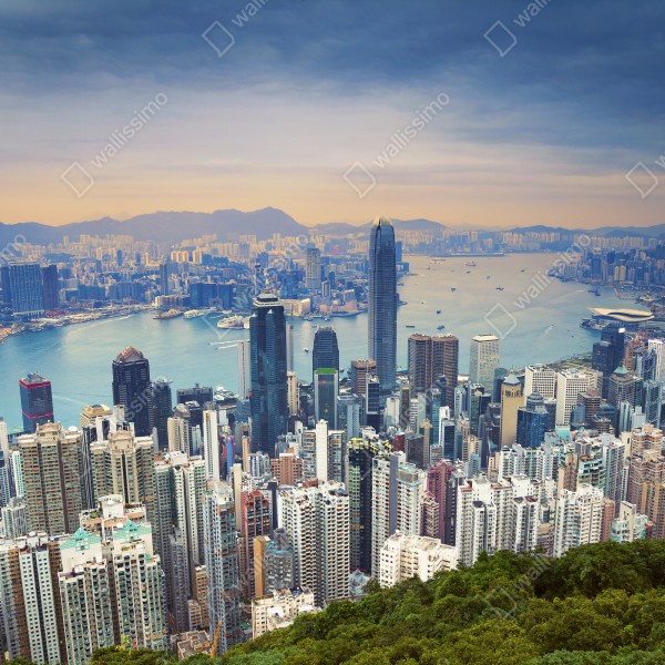 Tischaufkleber und Schreibtischaufkleber Hong Kong stadtpanorama bei dämmerung – Wallnifity® Tischaufkleber und Schreibtischaufkleber Hong Kong stadtpanorama bei dämmerung – Wallnifity®