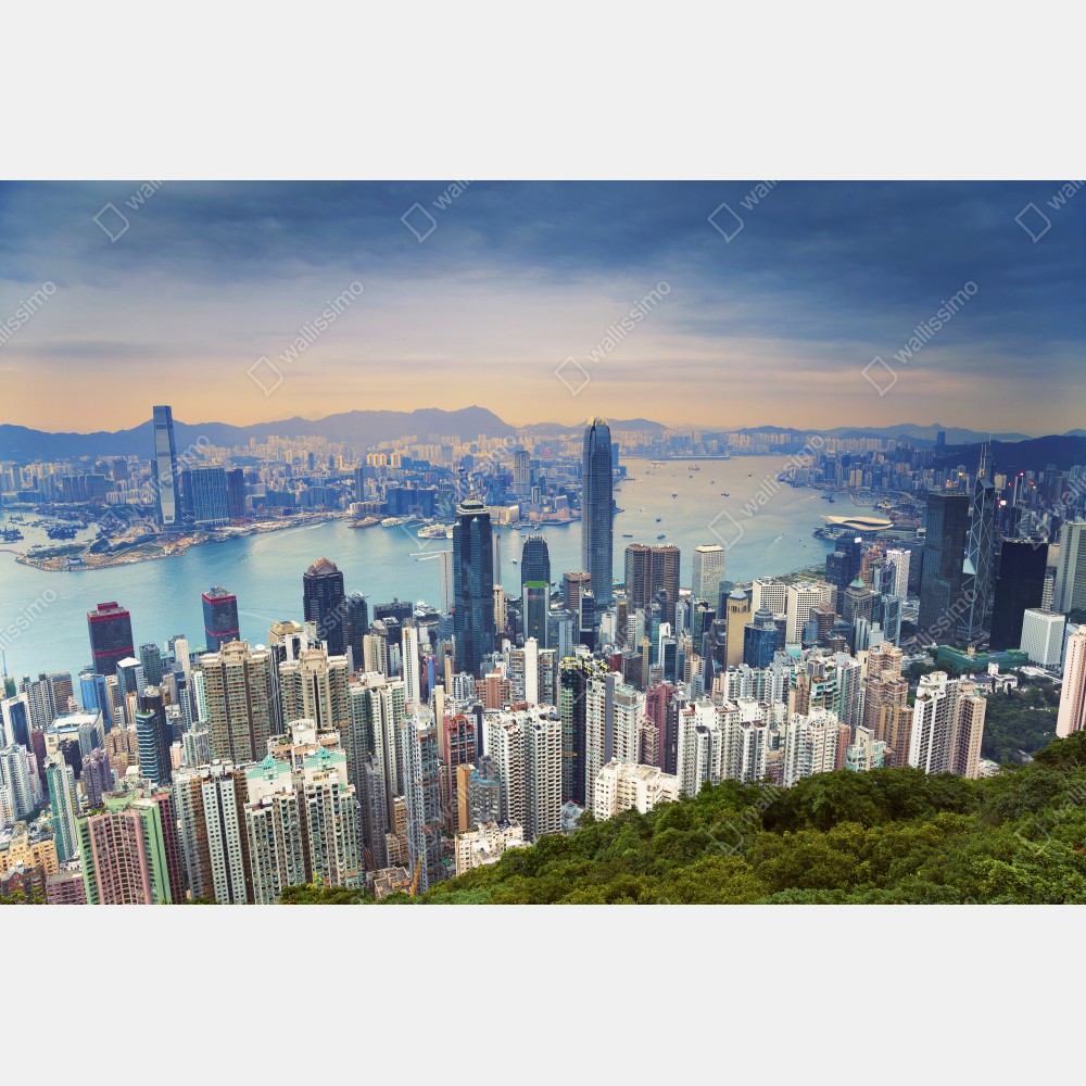 Tischaufkleber und Schreibtischaufkleber Hong Kong stadtpanorama bei dämmerung – Wallnifity® Tischaufkleber und Schreibtischaufkleber Hong Kong stadtpanorama bei dämmerung – Wallnifity®