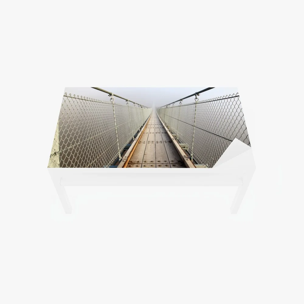 Tischaufkleber und Schreibtischaufkleber neblige hängebrücke die in den nebel führt – Wallnifity® Tischaufkleber und Schreibtischaufkleber neblige hängebrücke die in den nebel führt – Wallnifity®