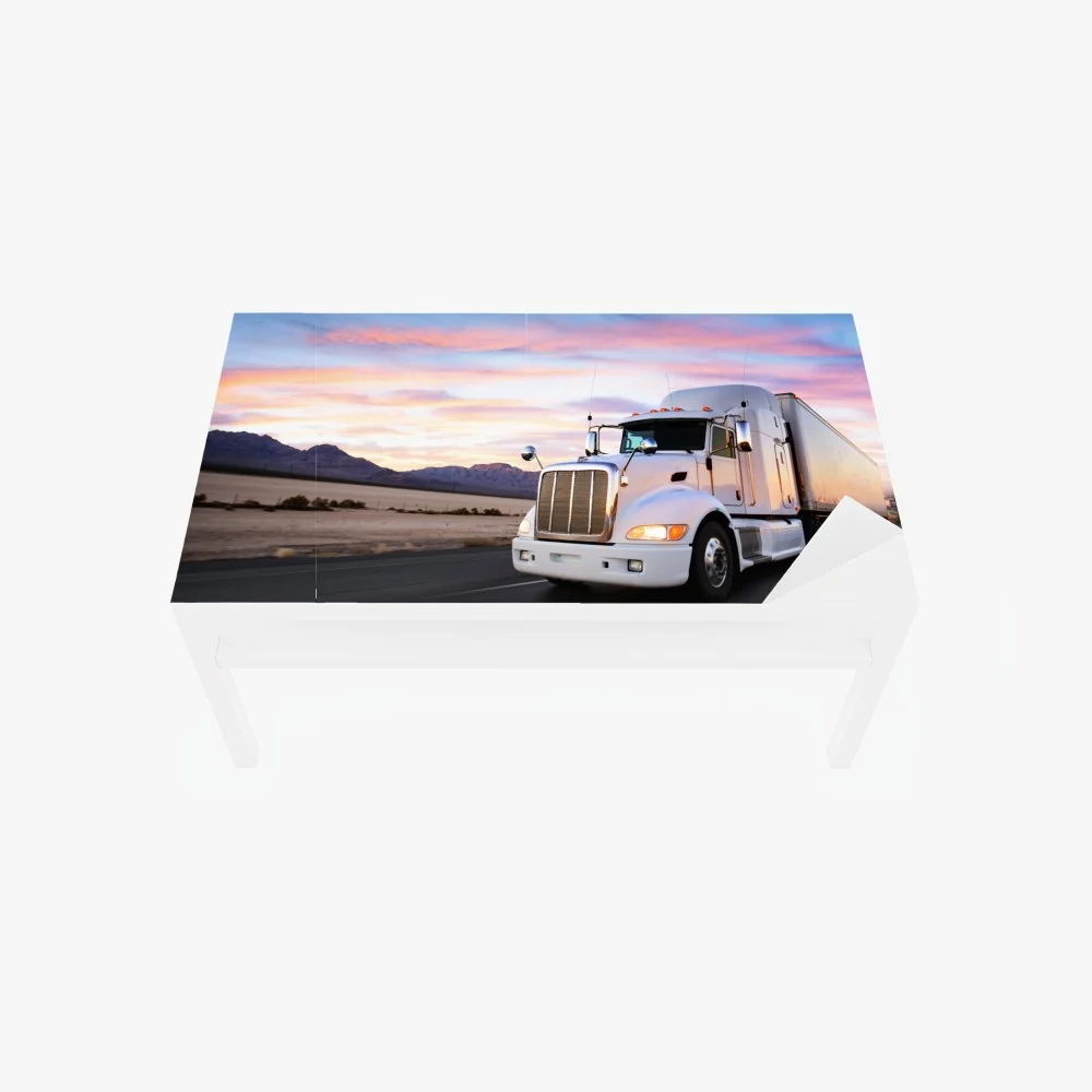 Tischaufkleber und Schreibtischaufkleber lastwagen bei sonnenuntergang auf der autobahn – Wallnifity® Tischaufkleber und Schreibtischaufkleber lastwagen bei sonnenuntergang auf der autobahn – Wallnifity®