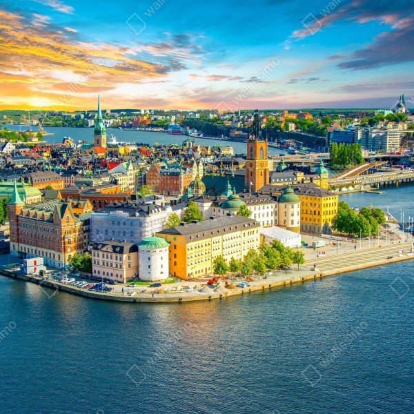 Tischaufkleber und Schreibtischaufkleber lebendige stadtansicht von Stockholm bei sonnenuntergang – Wallnifity® Tischaufkleber und Schreibtischaufkleber lebendige stadtansicht von Stockholm bei sonnenuntergang – Wallnifity®